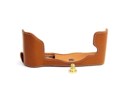 Funda protectora de cuero genuino para cámara Olympus Pen F con apertura inferior Facpoet