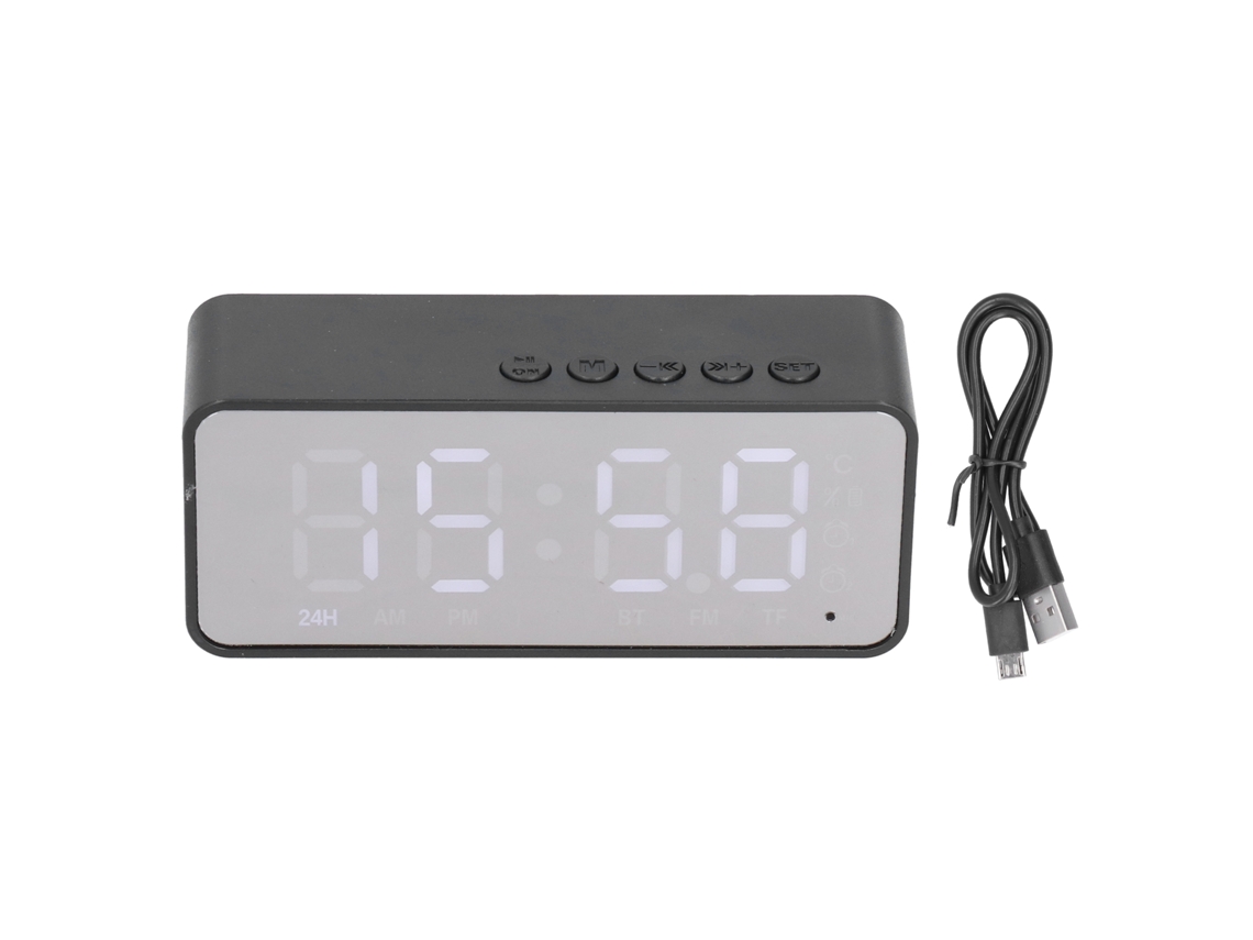 Reloj Despertador Bluetooth 5.0 Con Altavoz Multifuncional, Reproductor De Mp3, Recargable, Para Uso En La Oficina, Negro G50
