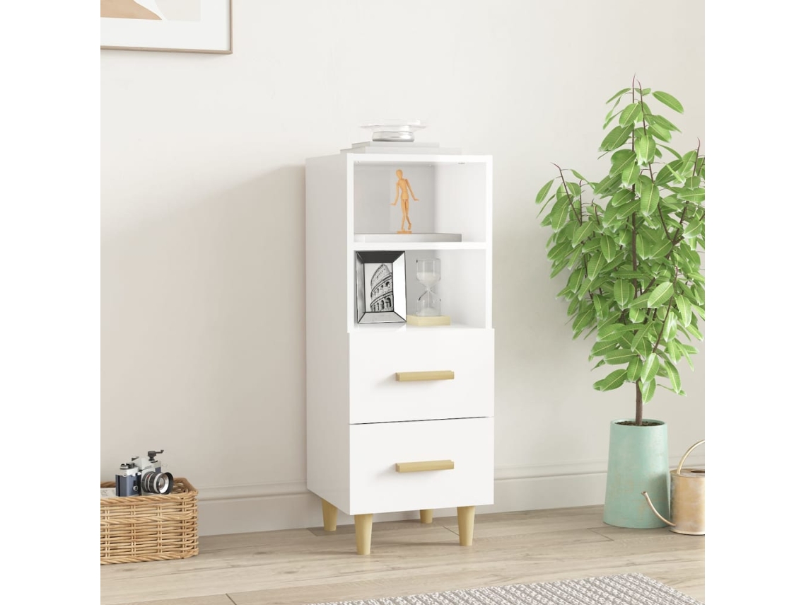 Aparador 34,5x34x90 cm Madera Procesada Blanco Brillo