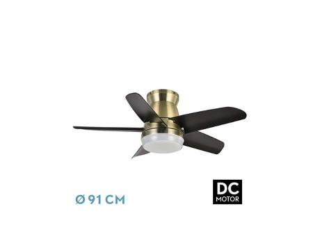 Ventilador DC Neutron 24W Cuero/Negro 5 Aspas FABRILAMP