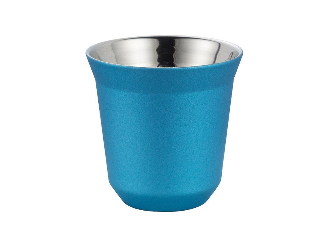 Taza De Espresso Pequeña De Acero Inoxidable De Doble Pared Con Aislamiento, Color Azul Claro, De 80 Ml.