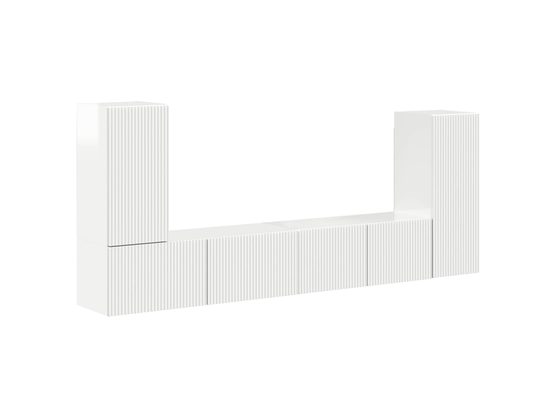 Conjunto de mueble de TV de 4 piezas, blanco brillante, MAISON EXCLUSIVE