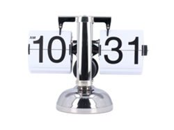 Walshlxq-reloj De Página Vintage Digital Flip Down Con Pilas Ajustable Acero Inoxidable Para Mesa Blanco