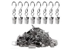 Ganchos de Cortina con Clips en S, Paquete de 20, Plata