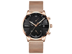 Reloj Hombre Lujo 3atm Resistente Al Agua Correa Malla Acero Negro Oro Rosa