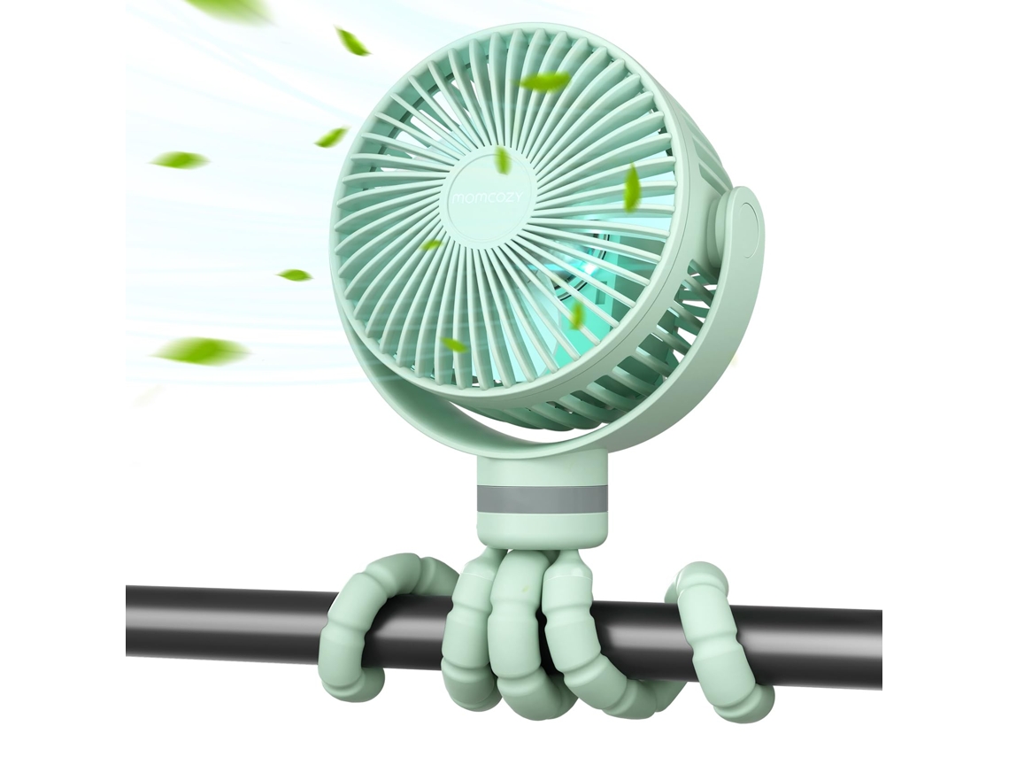 Ventilador Portátil Momcozy 8000mah Para Cochecito, 27h Autonomía, Clip 360°, 4 Velocidades, Luz Led, Usb, Ideal Viajes, Asiento Coche Y Oficina.