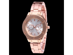 Reloj De Pulsera De Aleación Con Dial Redondo Analógico Cuarzo Para Mujer Y Hombre Oro Rosa