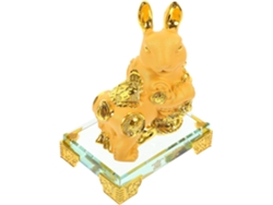 Delicada Figura De Conejo, Decoración Ligera Y Segura En Resina Y Cristal Dorado Para El Hogar