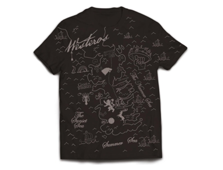 Camisa GAME OF THRONES Westeros Map (Algodón-Negro-M)