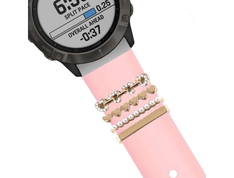 Correa Garmin Instinct Crossover Solar Pulsera con Adorno Corazones Rosa