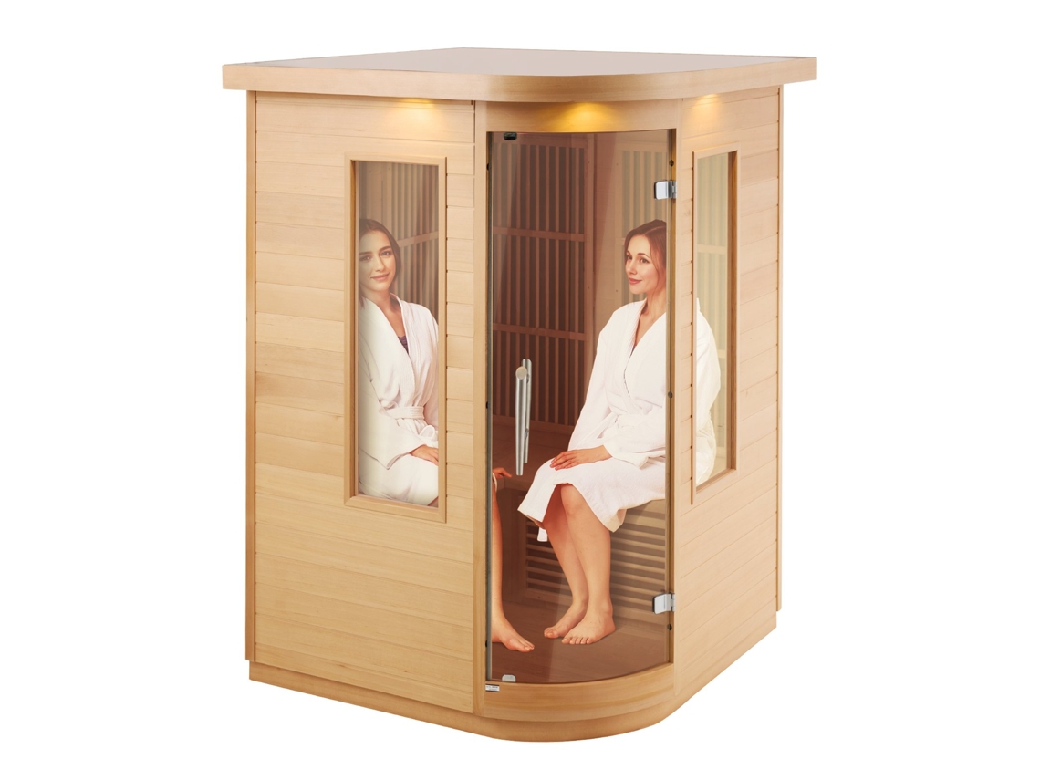 Sauna Hemlock de Madera con Infrarrojo Lejano para 2 Personas 2.000 W VEVOR