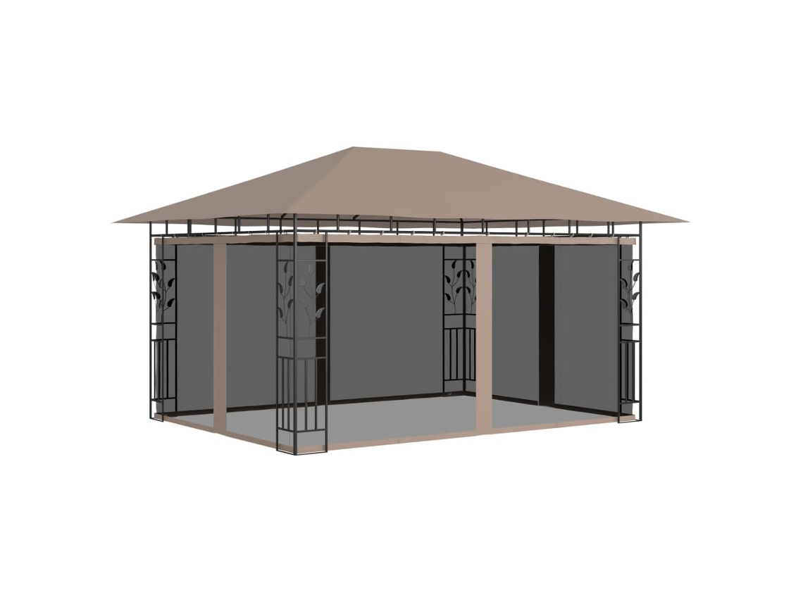 Cenador Con Mosquitera Gris Taupe 4x3x2,73 M 180 G/m²