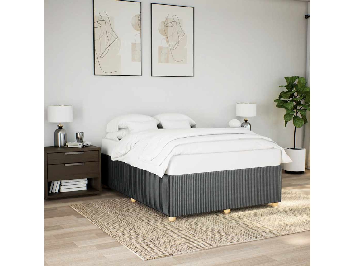 Cama Sin Colchón Tela Gris Oscuro 140x190 Cm