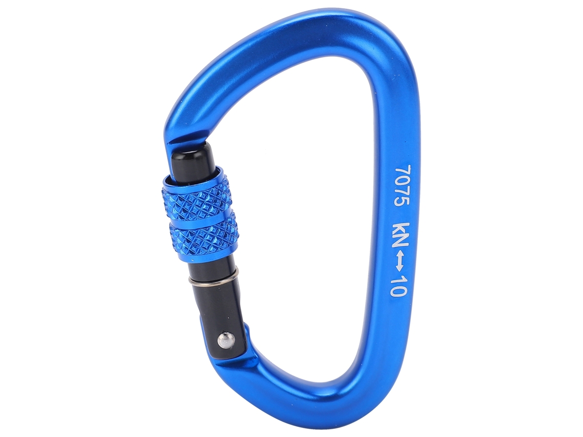 Mosquetón De Bloqueo De Aleación De Aluminio De 10 Kn Con Tornillo De Conexión Para Escalada Y Acampada - Azul