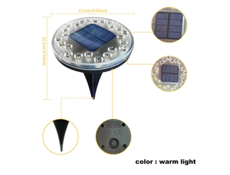 Paquete de 2 luces solares para el suelo, luces para pasarela al aire libre, luces de disco LED para camino, césped y jardín