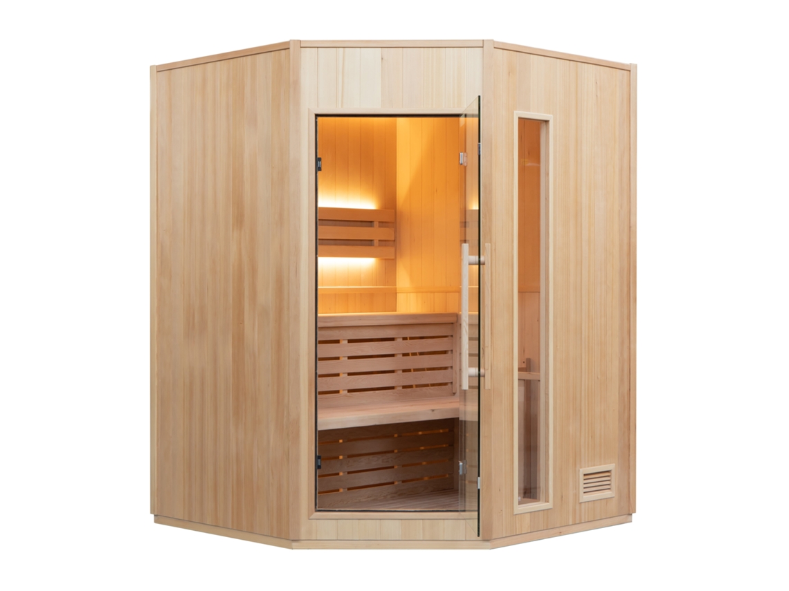 MPCSHOP SINED SAUNAVAPORE ZEN_3C Madera Abeto Canadiense Sauna vapor angular con Estufa 3/4 asientos