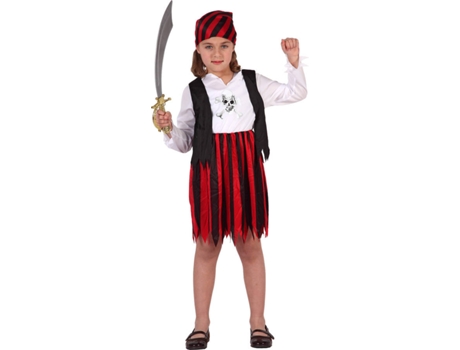 Disfraz de Niña DISFRAZZES Pirata Falda Rojo E Negro (Talla: 10 a 12 años)