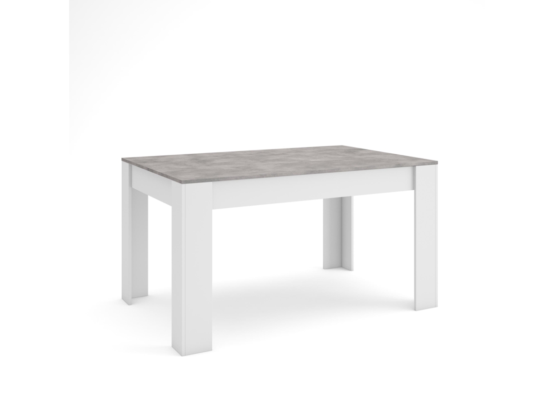 Mesa Comedor, 140x90x76cm, Para 6 Comensales, Muebles Comedor, Cemento Y Blanco