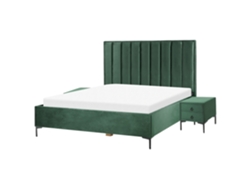BELIANI Juego de Dormitorio Sezanne Terciopelo Verde 150x215x142