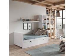 VENPRODIN Cama cajonera lacada en blanco con cajones