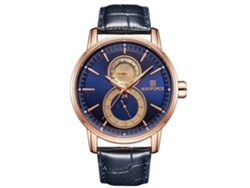 Reloj Quartz Hombre De Cuero Resistente Al Agua 3atm Rose Blue Naviforce