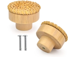 2 Tiradores De Muebles De Cajón De Ratán De Madera Natural Para Jóvenes Y