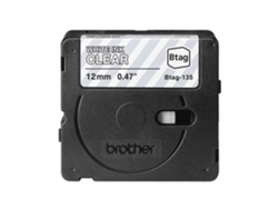 Cinta Doméstica BROTHER BTAG135 Blanco sobre Transparente