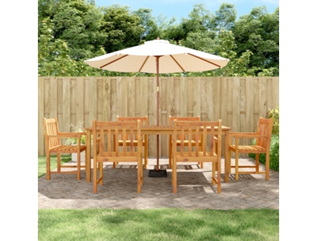 Conjunto 7 de comedor para jardín VIDAXL madera maciza acacia