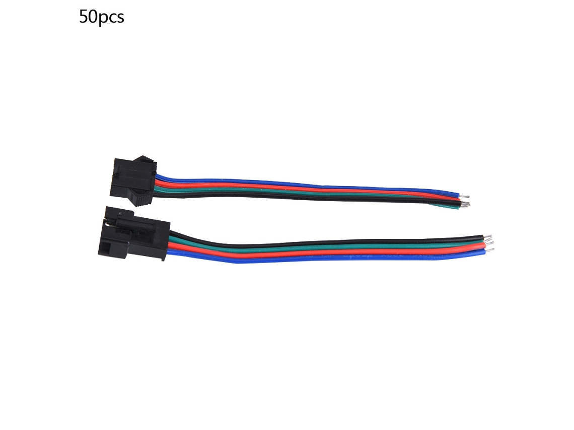 50 Pares De Cables Conectores De Cobre De 4 Pines, Macho Y Hembra, Para Tiras De Luces Led De 10 Cm.