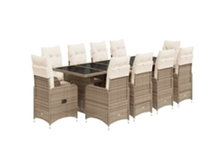 Maison Exclusive - Set De Mesa Y Sillas De Jardín 11 Pzas Y Cojines Ratán Pe Beige