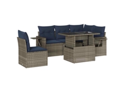 Conjunto de sofás de jardín, 6 piezas, cojines, ratán gris. EXCLUSIVO DE MAISON.