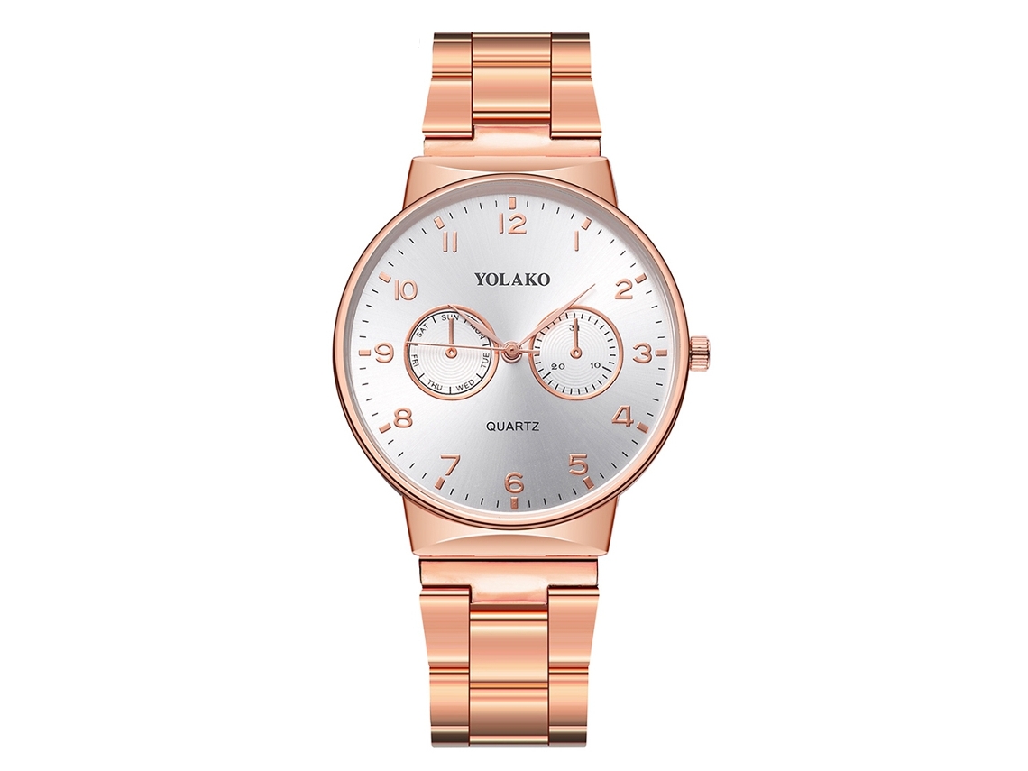 Reloj De Pulsera Sencillo De Aleación Para Hombre Yolako Con Movimiento De Cuarzo En Oro Rosa.
