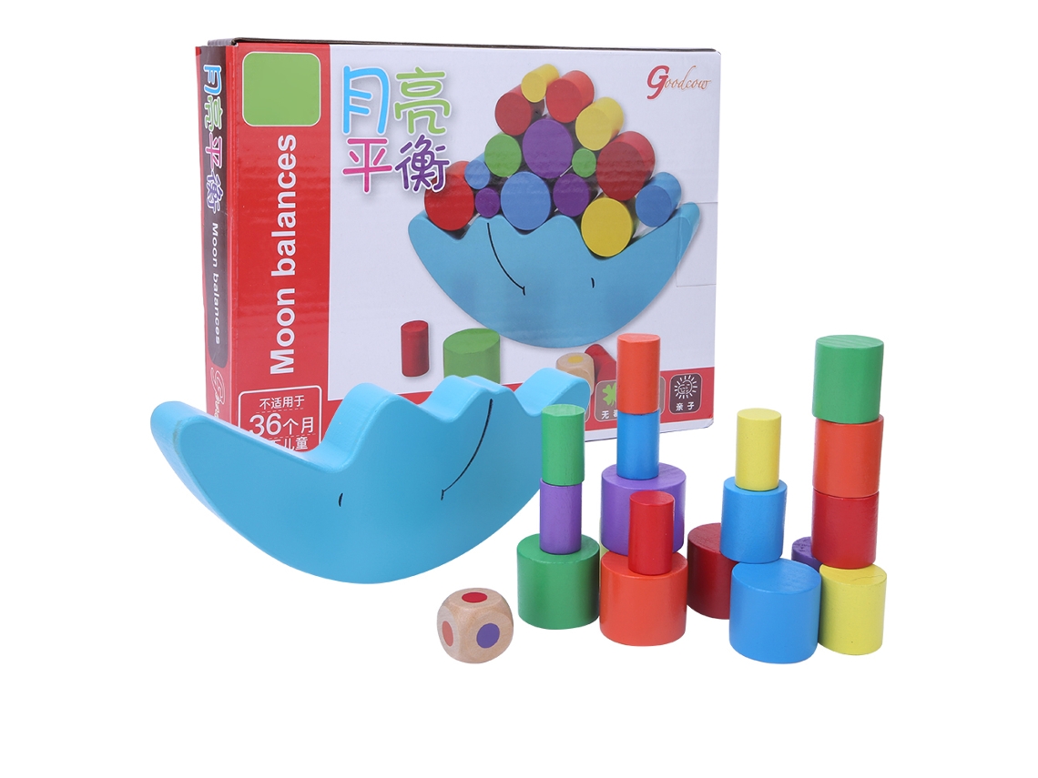 2026-juguete De Aprendizaje Temprano Para Bebés Bloques De Equilibrio Luna Linda Madera Juego Niños Niñas