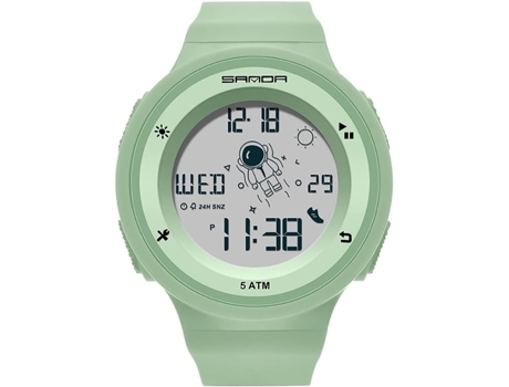 VEANXIN Astronauta Relojes Digital Electrónico Resina Pulsera Alarma Reloj de Pulsera Impermeable-Verde
