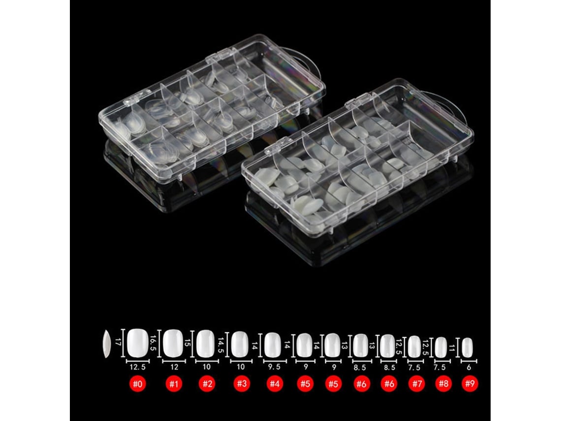 Rebe - 100 Unhas Postiças Transparentes de Extensão Rápida para Manicure e Nail Art