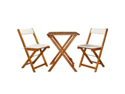 Juego de bistró plegable de 2 piezas con cojines de acacia maciza, Dkd Home Decor