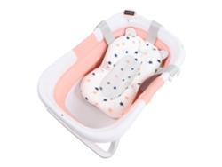Bañera Plegable Para Bebé, Antideslizante, Con Orificio De Drenaje Y Cojín Rosa.