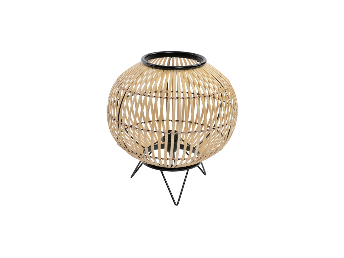Lampara Sobremesa Metal Bambú Natural 36x36x37cm
