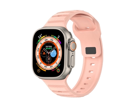 Correa de reloj inteligente para Apple Watch Ultra de 49 mm con textura de puntos y correa de caucho fluorado (rosa brumoso)