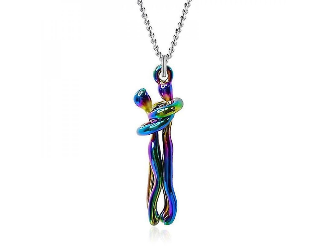 Collares De Pareja Abrazo Afectuoso Colgante Para Hombre Y Mujer Cadena 45+5cm Ycr Multicolor