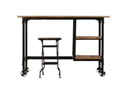 Escritorio | Mesa | Escritorio con banco plegable, Madera de mango, 115x50x76 cm