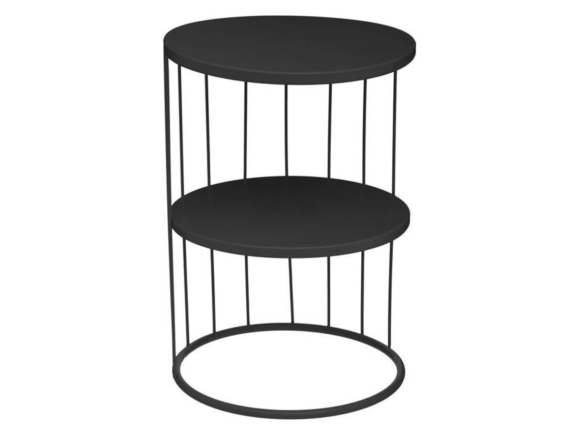 Mesa Lateral de Dois Níveis Kobu Preto D 36 X a 52 Cm Elegância Chique Metal