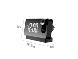 Reloj con proyección de espejo, LED, grande, función de repetición, carga USB RNEMITERY