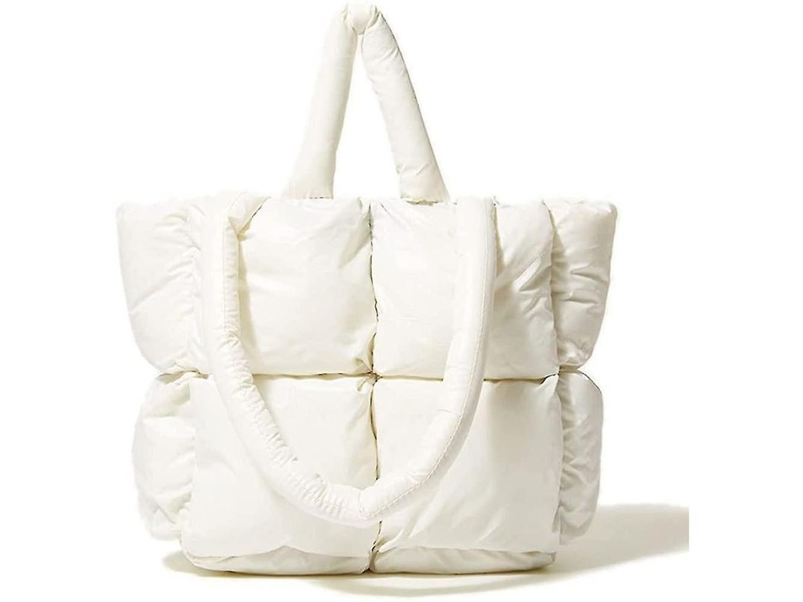 2026-bolsa Tote Grande Para Mujer, Bolso De Mano Luxury Acolchado, Bolso Bandolera De Nylon Invierno Wjp Blanco