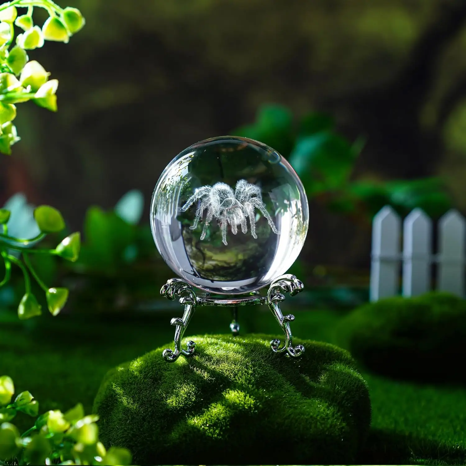 (6 Cm Con Base) Bola De Cristal De Araña 3d, Decoración De Halloween, Estatua De Animal Grabada Con Láser