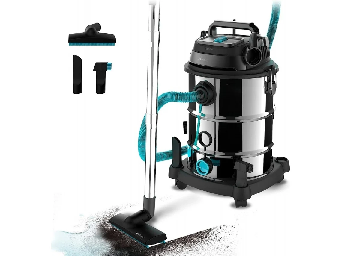 Cecotec Aspirador De Sólidos Y Líquidos De 30 L Conga Rockstar Wet &amp; Dry Steel Pro. 1600 W, 23 Kpa, Sistema De Drenado