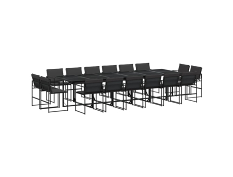 Conjunto 17 de comedor de jardín VIDAXL con cojines textileno negro
