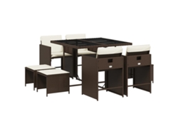 Maison Exclusive - Set Comedor Para Jardín 9 Pzas Y Cojines Ratán Sintético Marrón