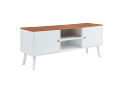 Mueble de TV Reyljand de 2 puertas, 120 x 35 x 50 cm, blanco/teca, [EN.CASA]