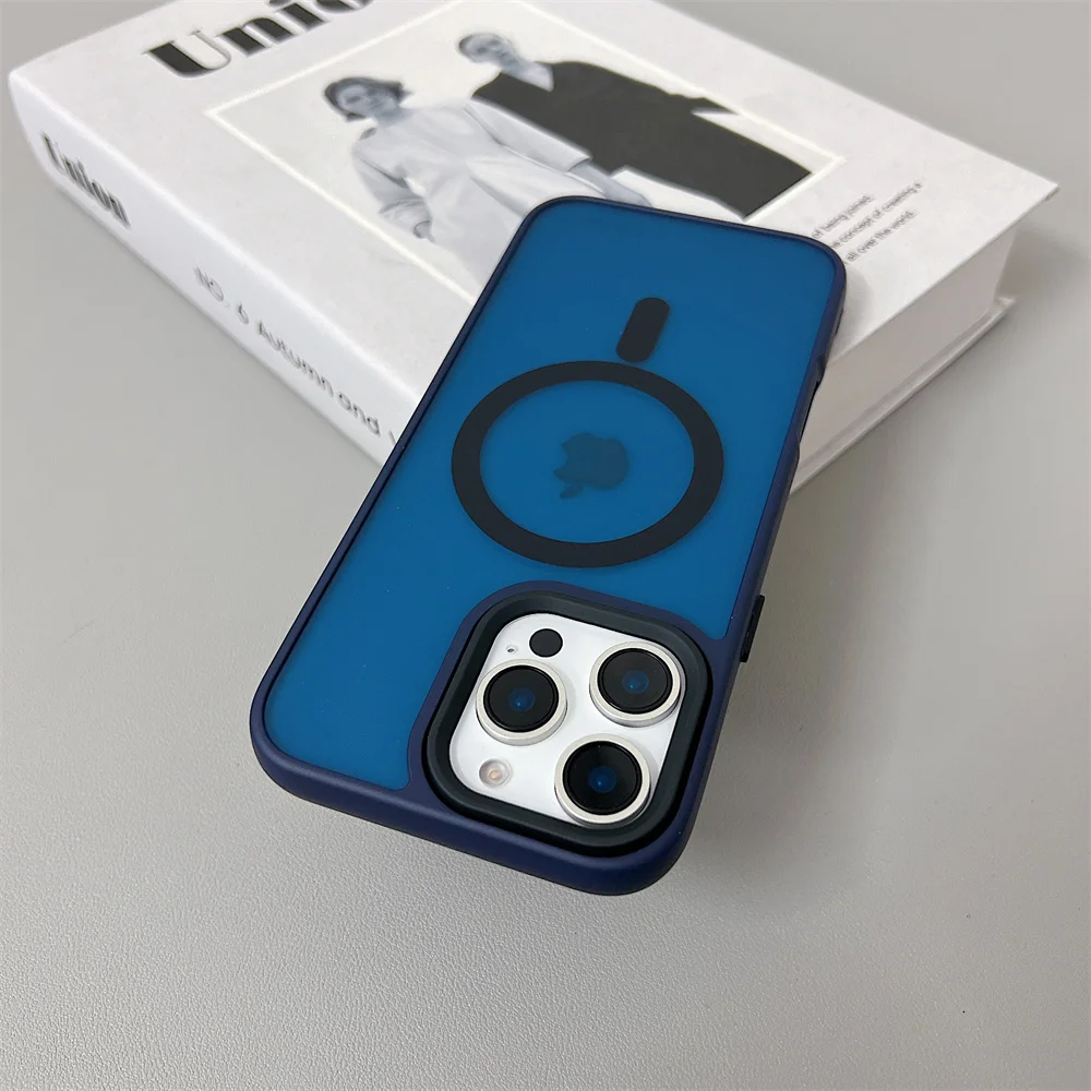 (iphone 13, Azul) Funda De Carga Inalámbrica Magnética Magsafe Para Iphone, Acabado Mate.